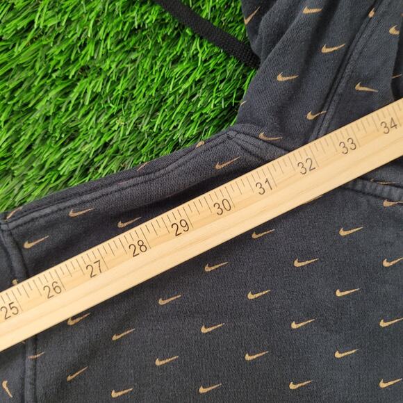 NIKE Swoosh Hoodie Medium 23x25 Baggy Faded Black AOP - Picture 3 of 16